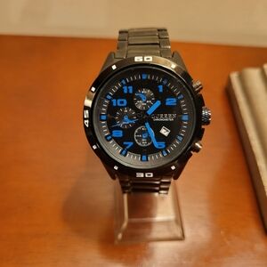 Brand New Curren Black and Blue Chronometer Men's Watch